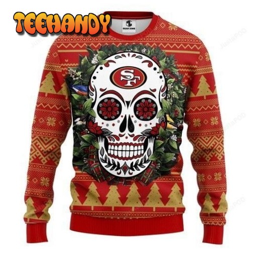 Nfl San Francisco 49ers Skull Flower Ugly Christmas Sweater