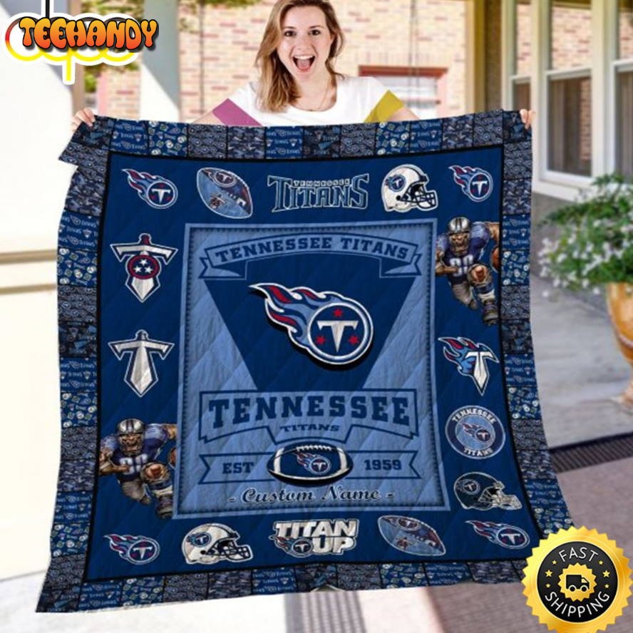 NFL Tennessee Titans Custom Name Navy Blue 1959 NFL Football Blanket