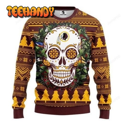 Nfl Washington Redskins Skull Flower Ugly Christmas Sweater