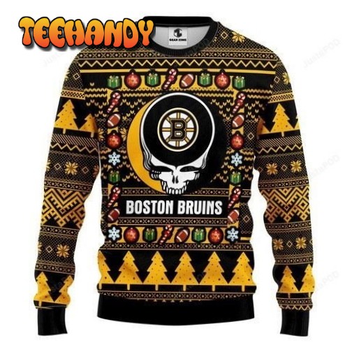 Nhl Boston Bruins Grateful Dead Ugly Christmas Sweater, Ugly Sweater