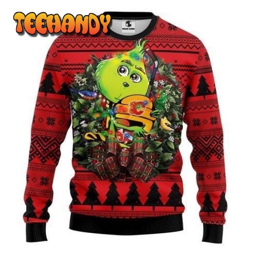 Nhl Calgary Flames Grinch Hug Ugly Christmas Sweater, Ugly Sweater