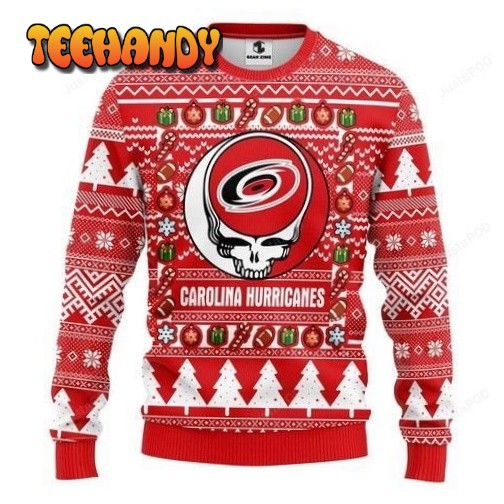 Nhl Carolina Hurricanes Grateful Dead Ugly Christmas Sweater, Ugly Sweater