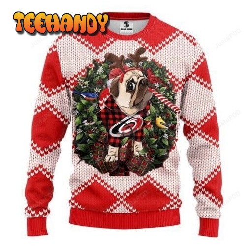 Nhl Carolina Hurricanes Pug Dog Ugly Christmas Sweater, Ugly Sweater