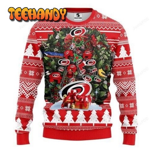 Nhl Carolina Hurricanes Tree Christmas Ugly Christmas Sweater, Ugly Sweater