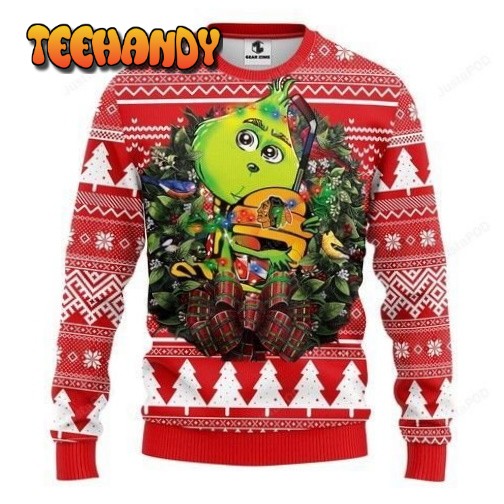 Nhl Chicago Blackhawks Grinch Hug Ugly Christmas Sweater, Ugly Sweater