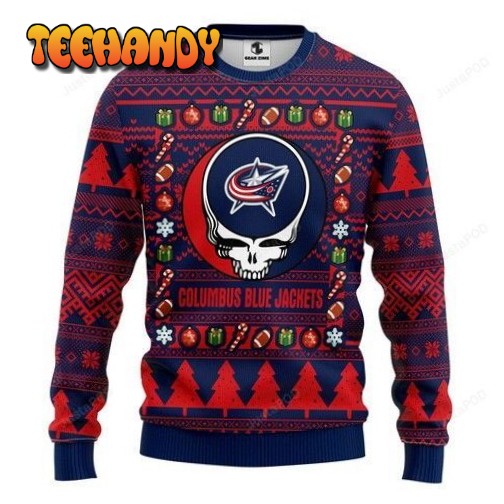 Nhl Columbus Blue Jackets Grateful Dead Ugly Christmas Sweater