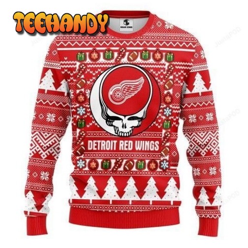 Nhl Detroit Red Wings Grateful Dead Ugly Christmas Sweater, Ugly Sweater