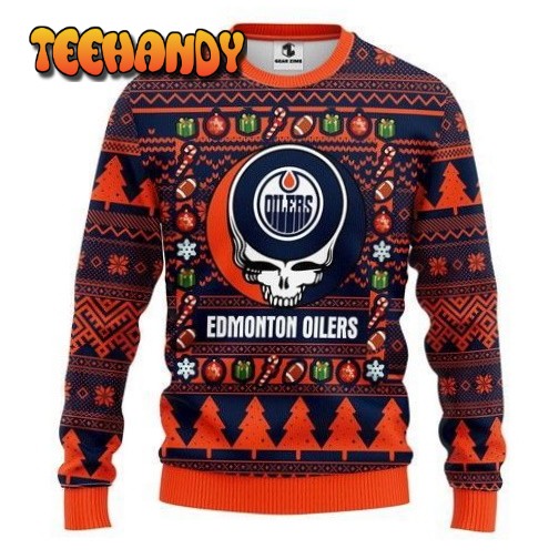 Nhl Edmonton Oilers Grateful Dead Ugly Christmas Sweater, Ugly Sweater