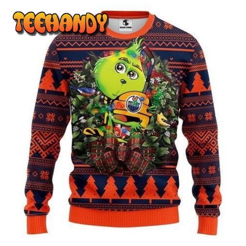 Nhl Edmonton Oilers Grinch Hug Ugly Christmas Sweater, Ugly Sweater