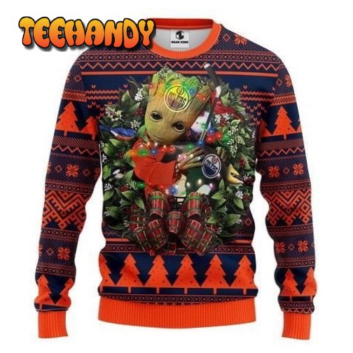 Nhl Edmonton Oilers Groot Hug Ugly Christmas Sweater, Ugly Sweater