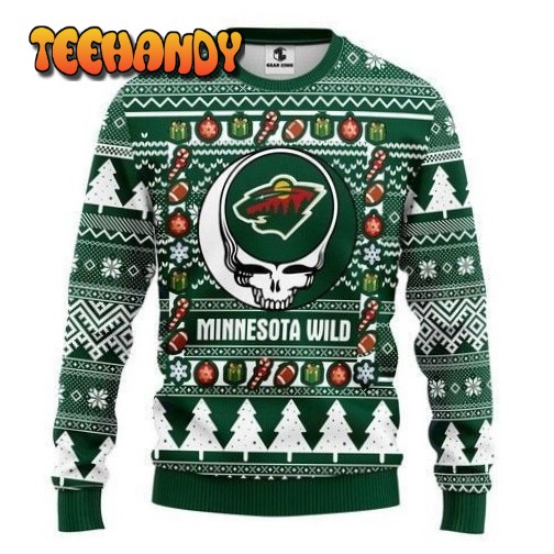 Nhl Minnesota Wild Grateful Dead Ugly Christmas Sweater, Ugly Sweater