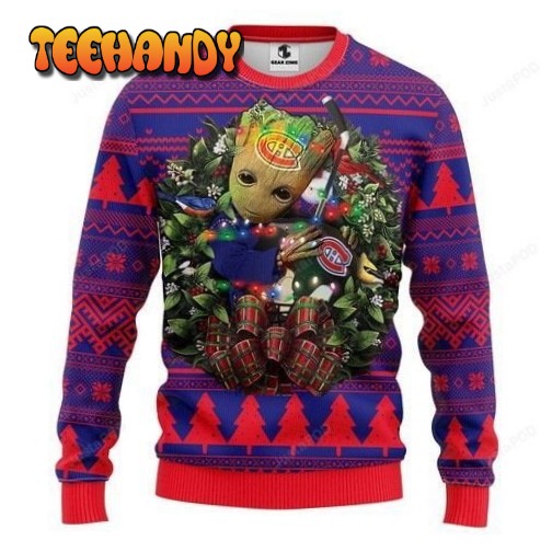 Nhl Montreal Canadiens Groot Hug Ugly Christmas Sweater, Ugly Sweater