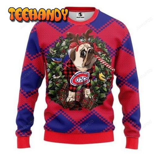 Nhl Montreal Canadiens Pug Dog Ugly Christmas Sweater, Ugly Sweater