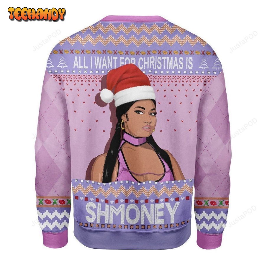 Nicki Minaj Ugly Christmas Sweater, All Over Print Sweatshirt, Ugly Sweater