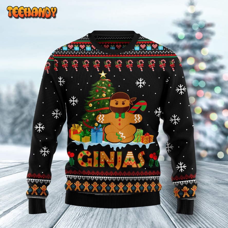 Ninja Christmas Ugly Christmas Sweater, All Over Print Sweatshirt