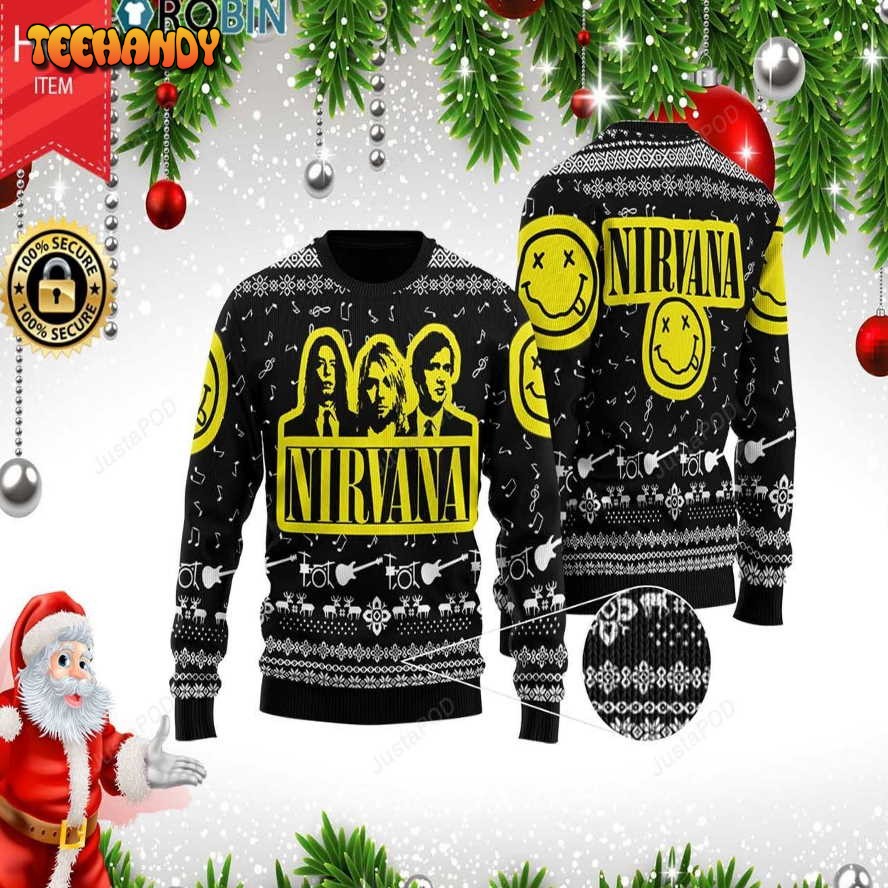 Nirvana Band Ugly Christmas Sweater, All Over Print Sweatshirt, Ugly Sweater