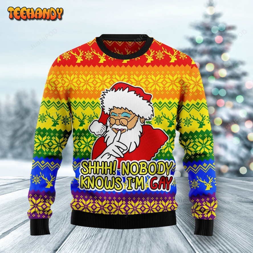 Nobody Knows Im Gay Ugly Christmas Sweater, All Over Print Sweatshirt