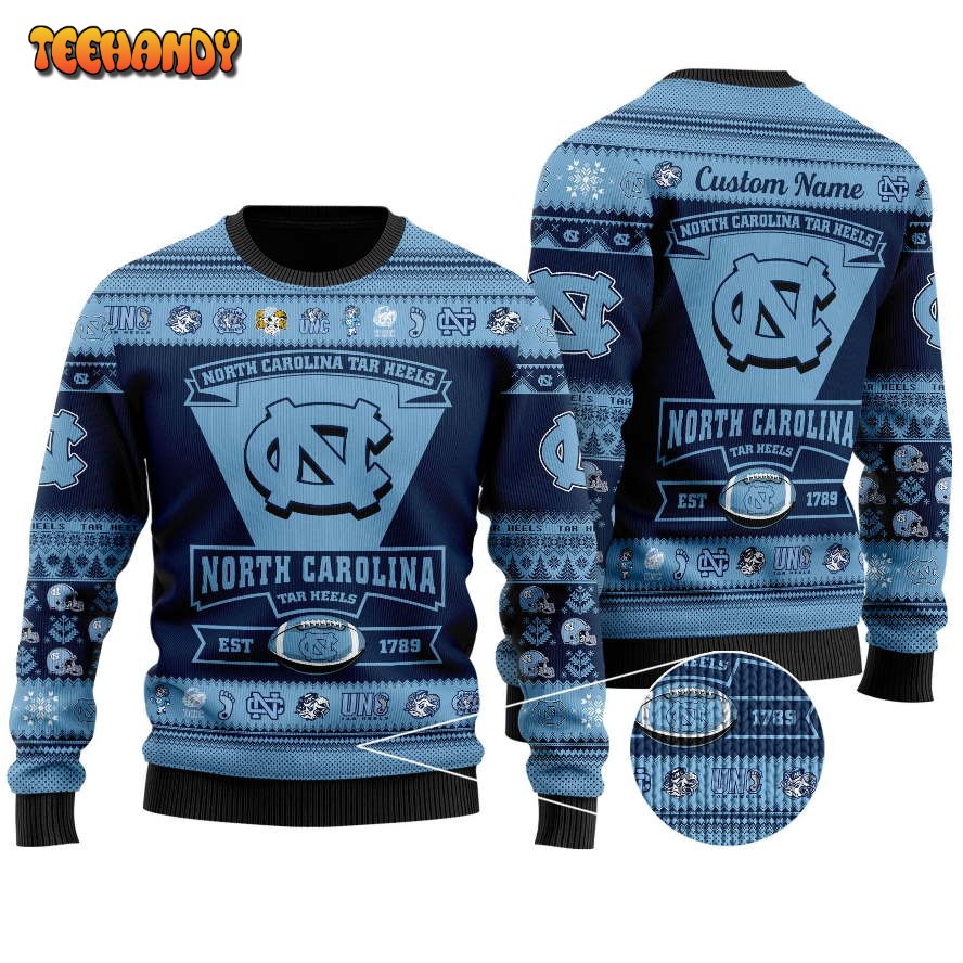 North Carolina Tar Heels Football Team Logo Personalized Ugly Sweater