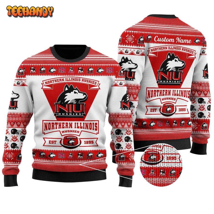 Northern Illinois Huskies Football Team Logo Personalized Ugly Sweater