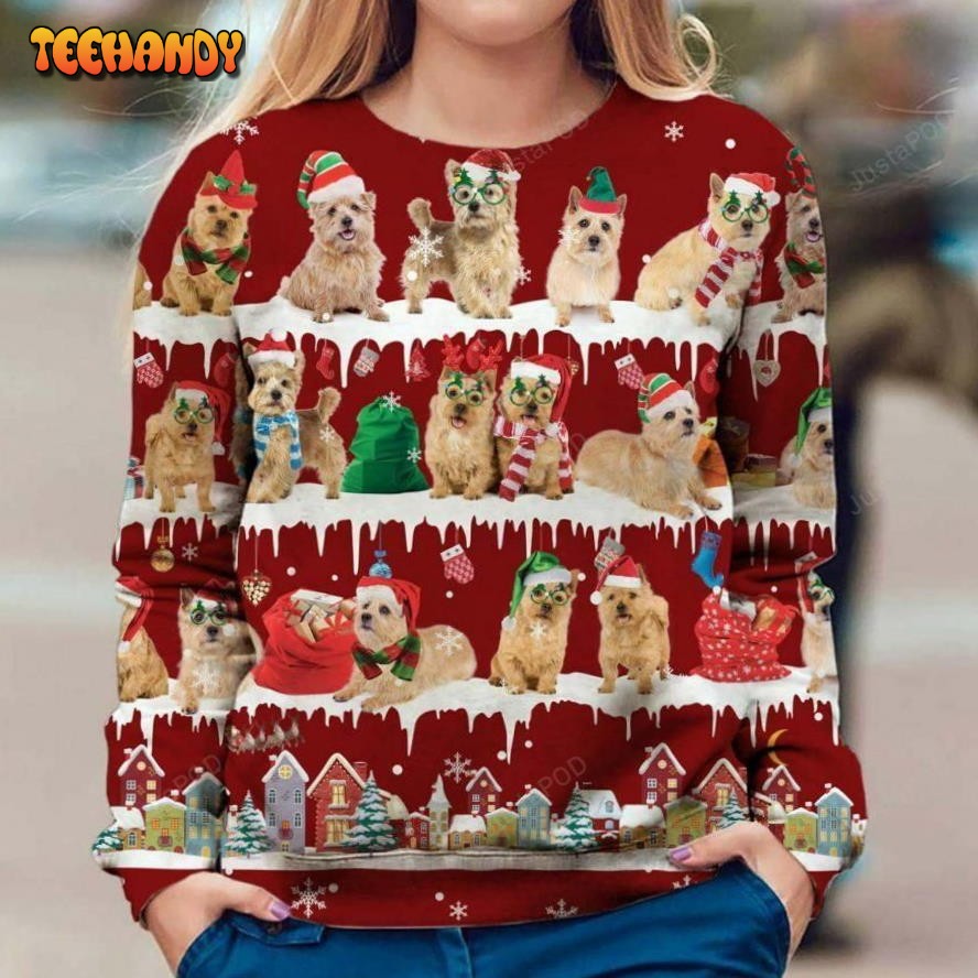 Norwich Terrier Ugly Christmas Sweater, All Over Print Sweatshirt