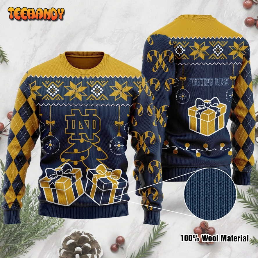 Notre Dame Fighting Irish Funny Ugly Christmas Sweater, Ugly Sweater