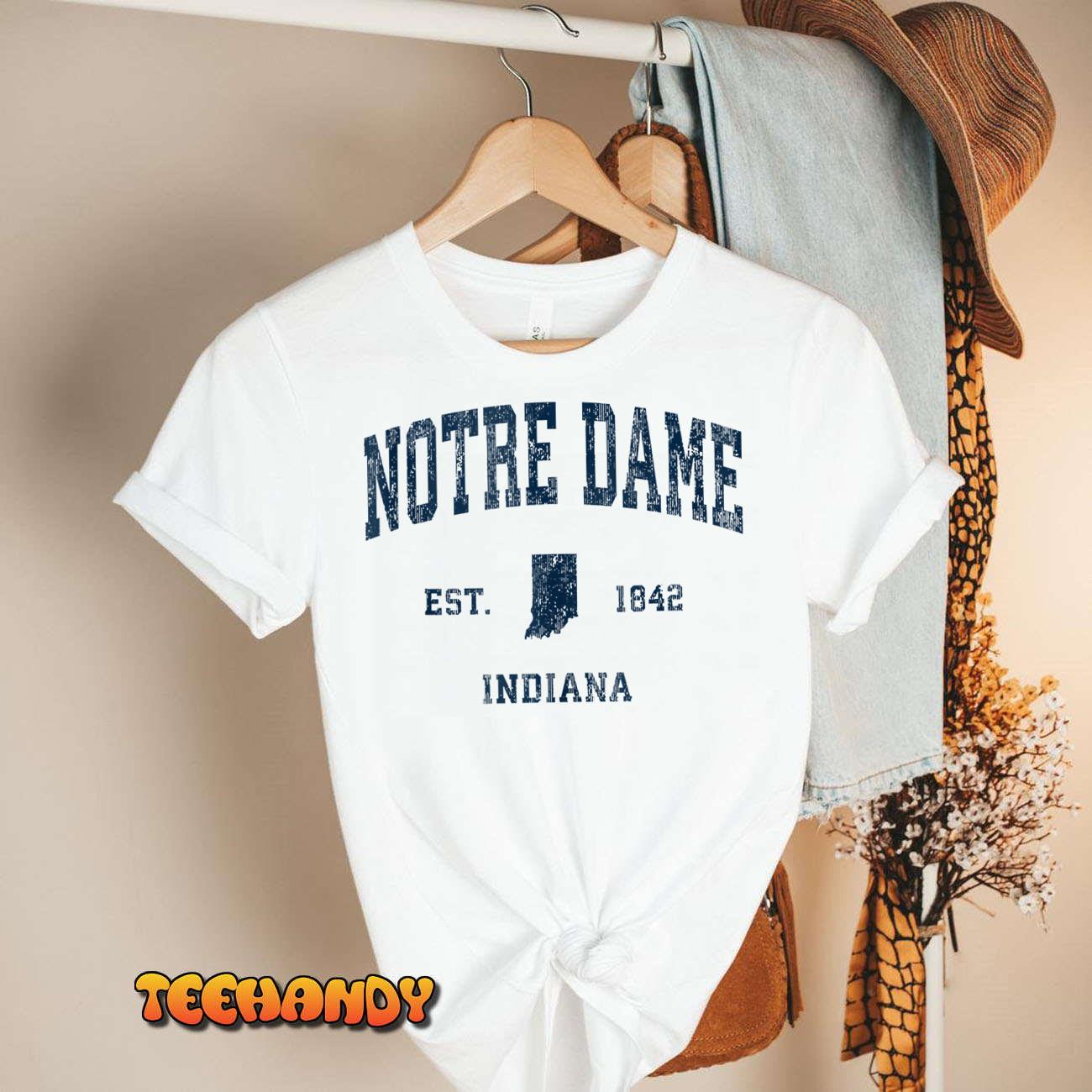 Notre Dame Indiana IN Vintage Athletic Navy Sports Design Tank Top