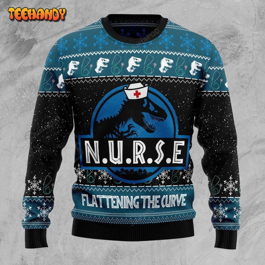 Nurse Trex Ugly Christmas Sweater, All Over Print Sweatshirt, Ugly Sweater