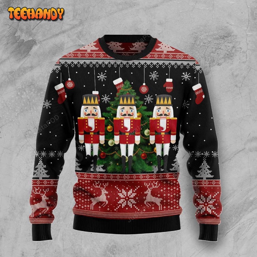 Nutcracker Christmas Tree Christmas Wool Ugly Sweater, Ugly Sweater