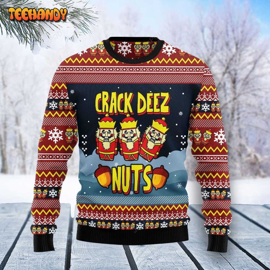 Nutcracker Crack Deez Nuts Ugly Christmas Sweater, Ugly Sweater