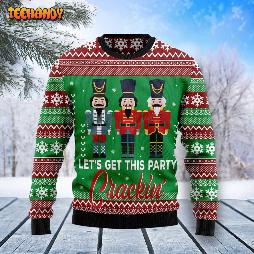 Nutcracker Party Cracking Ugly Christmas Sweater, Ugly Sweater