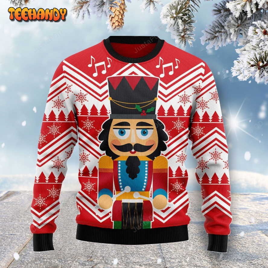 Nutcracker With Drum Ugly Christmas Sweater, Ugly Sweater