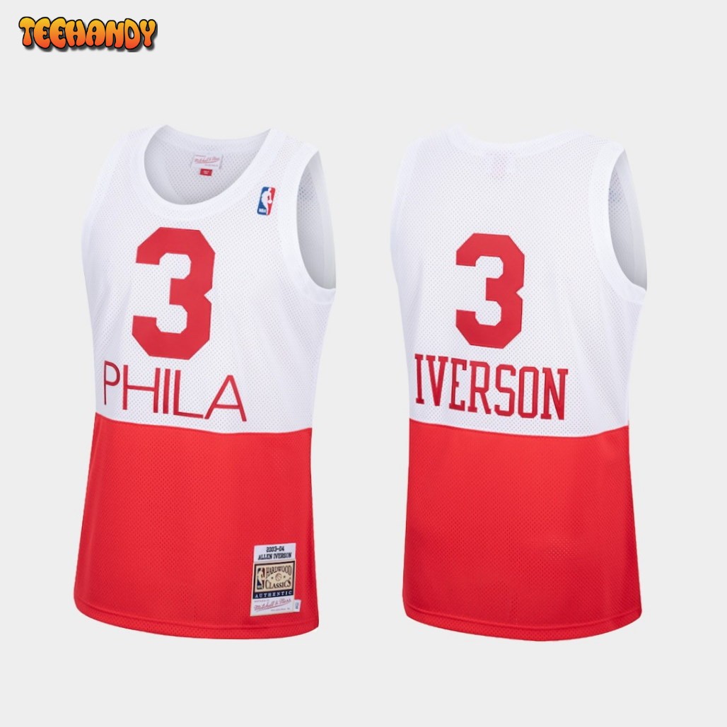 Philadelphia 76ers Allen Iverson Red White 2003-04 Throwback Jersey