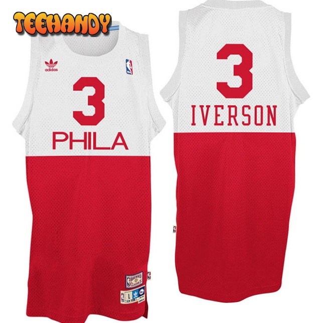 Philadelphia 76ers Allen Iverson Red White Throwback Jersey