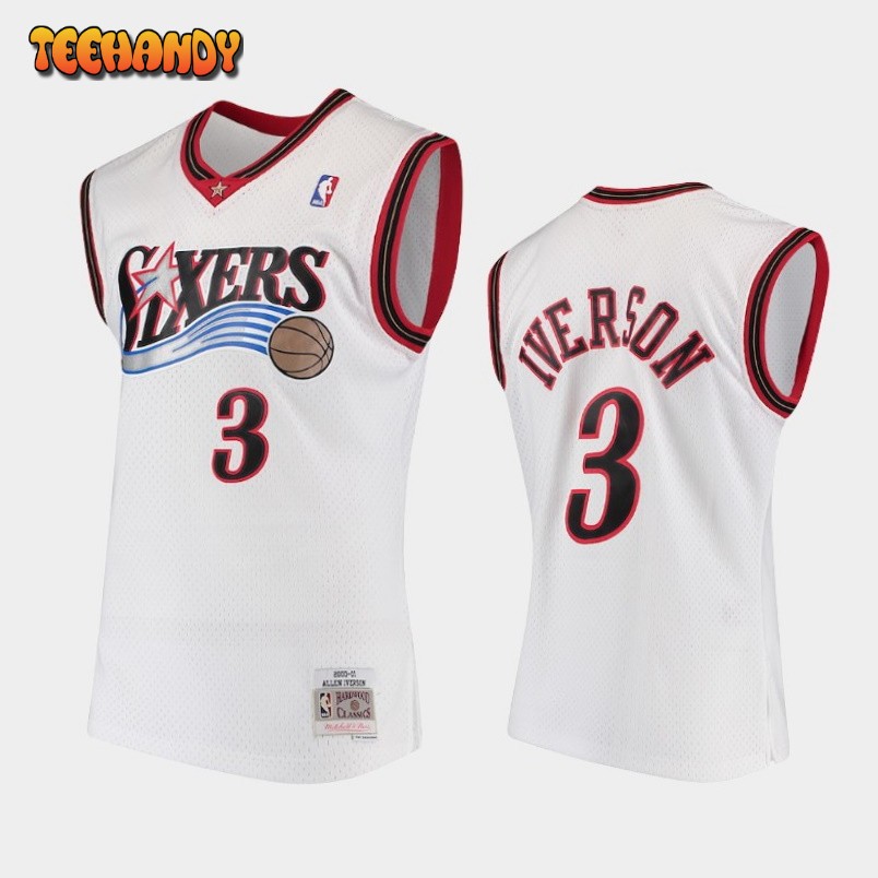 Philadelphia 76ers Allen Iverson White Throwback Jersey