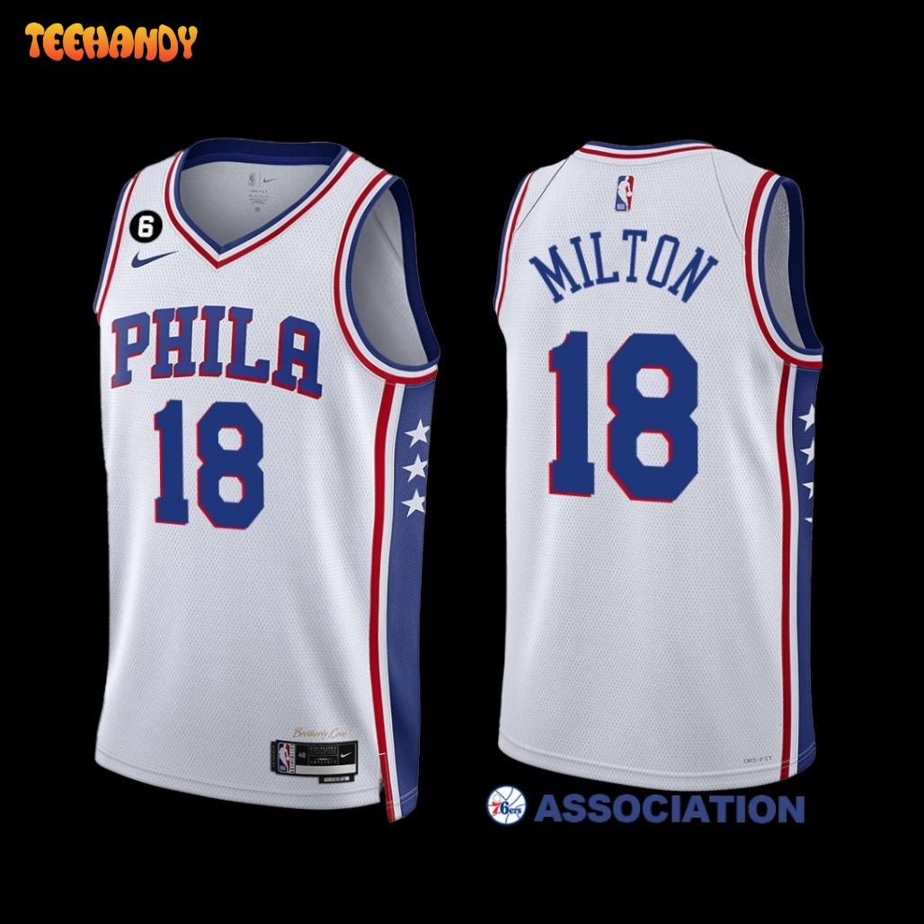 Philadelphia 76ers Shake Milton 2022-23 Association Edition Jersey White