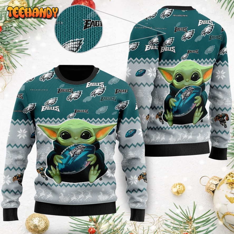 Philadelphia Eagles Baby Yoda Ugly Christmas Sweater, Ugly Sweater