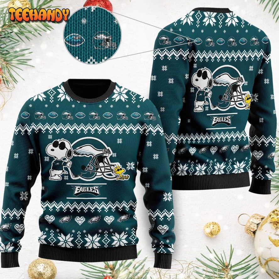 Philadelphia Eagles Cute The Snoopy Show Football Helmet 3D Ugly Sweater