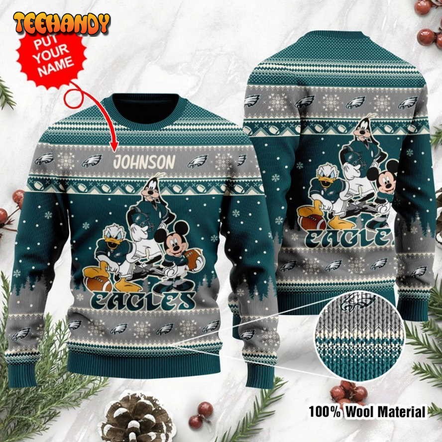 Philadelphia Eagles Disney Donald Duck Mickey Mouse Ugly Christmas Sweater