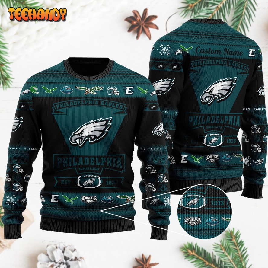 Philadelphia Eagles Football Team Logo Personalized Ugly Christmas Sweater