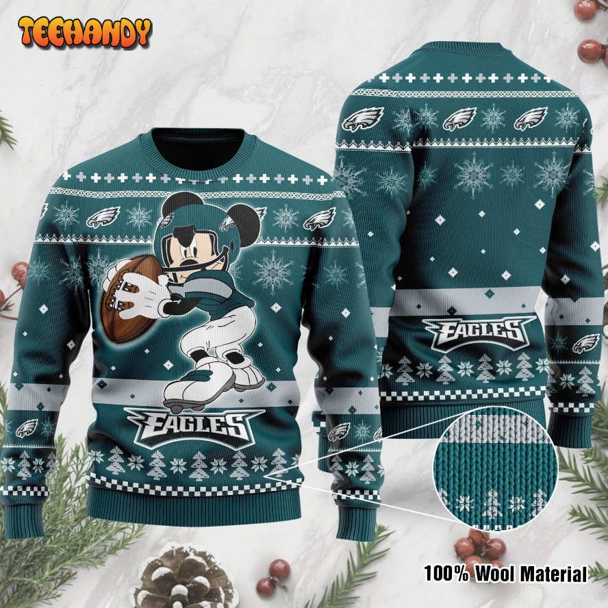 Philadelphia Eagles Mickey Mouse Funny Ugly Christmas Sweater, Ugly Sweater