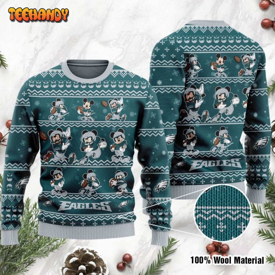 Philadelphia Eagles Mickey Mouse Holiday Party Ugly Christmas Sweater