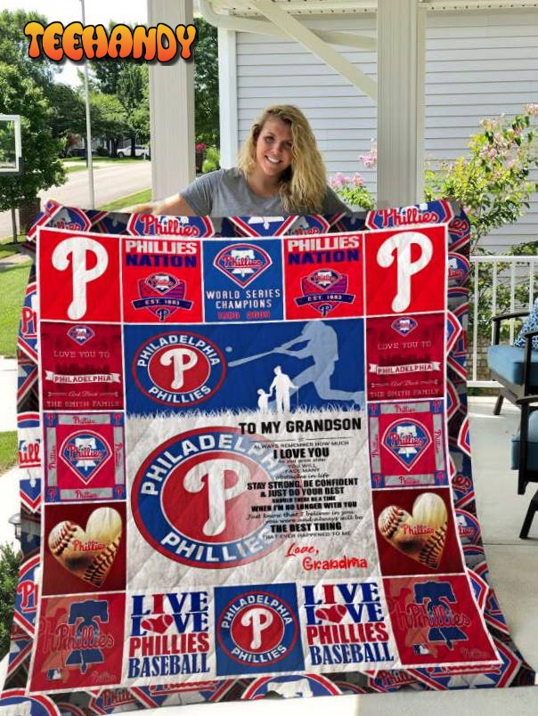 Philadelphia Phillies To My Grandson Love Grandmom 3D Quilt Blanket