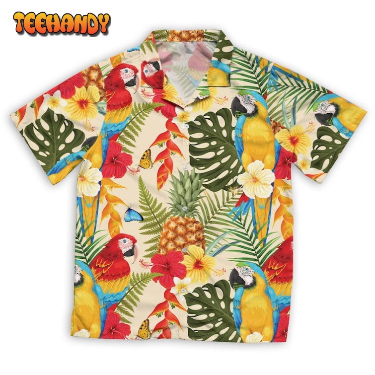 Pineapple And Parrot Hawaiian Shirt, Aloha Hawaii Shirt, Beach Shirt