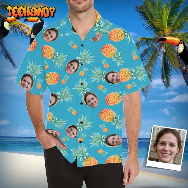 Pineapple Hawaiian Shirt with Your Face, Personalized Face Aloha Shirt