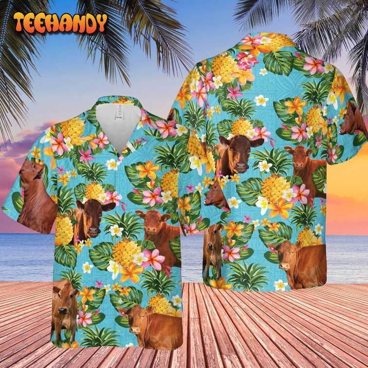 Pineapple Hawaiian Theme For Beefmaster Cattle All 3D Printed Hawaiian Shirt