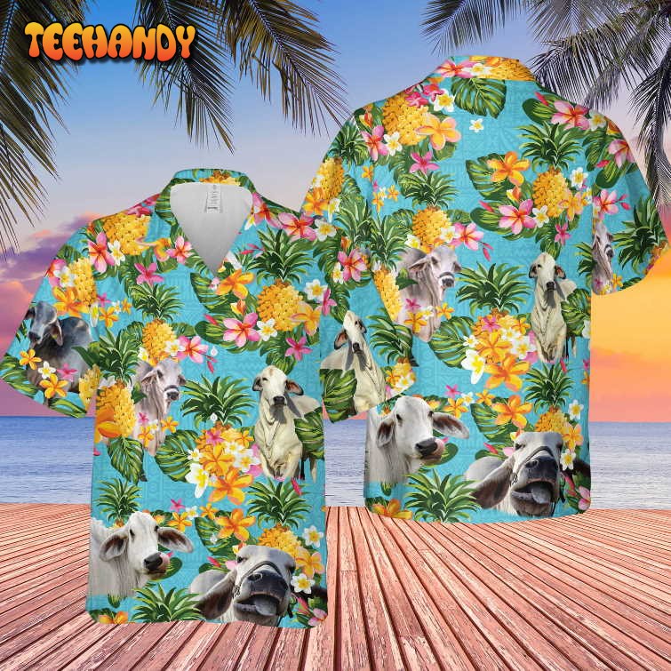 Pineapple Hawaiian Theme For Brahman Cattle Lovers All 3D Hawaiian Shirt