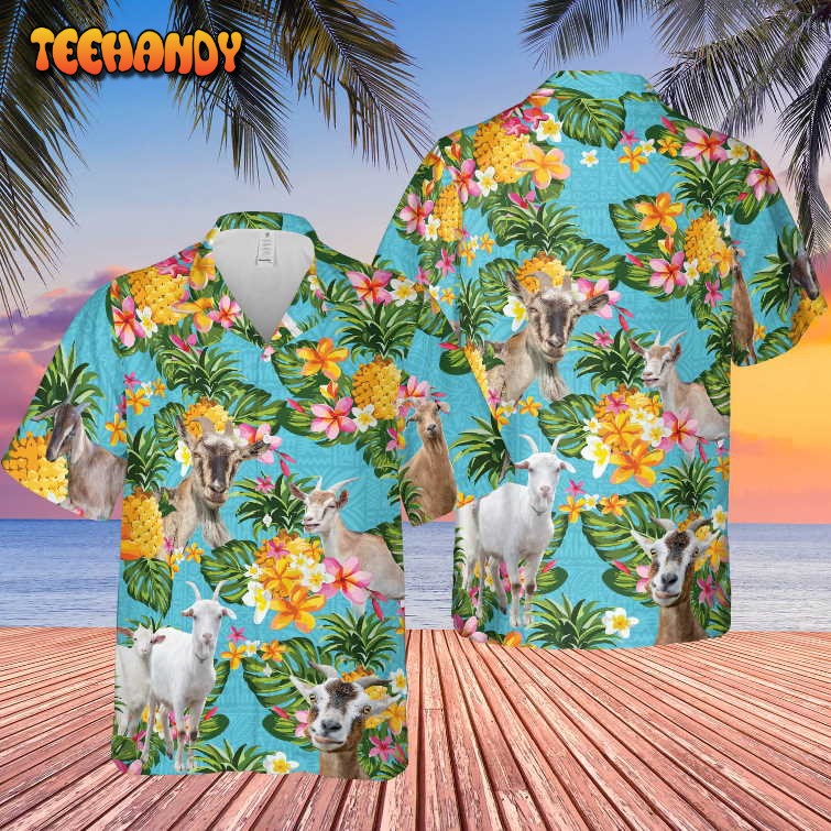 Pineapple Hawaiian Theme For Goat Lovers All 3D Printed Hawaiian Shirt