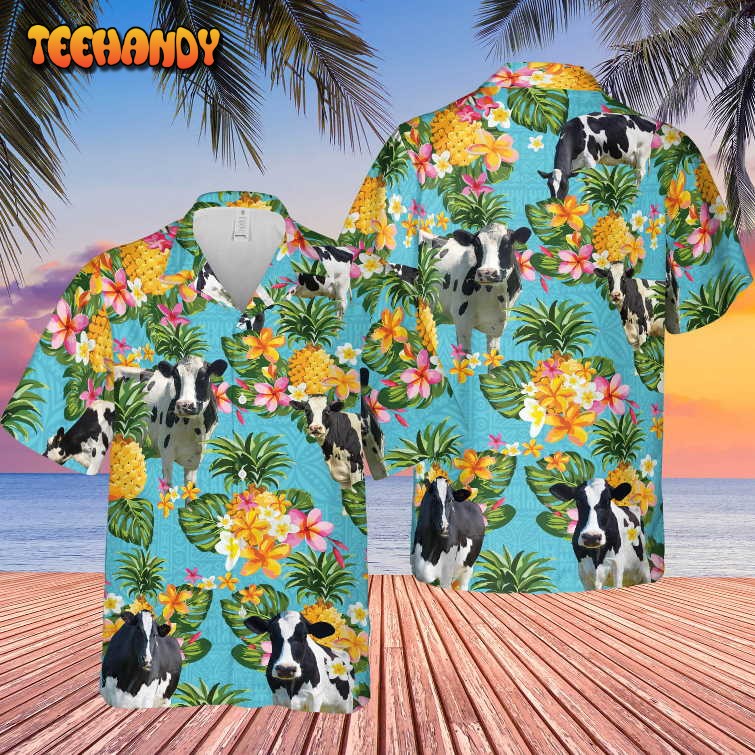 Pineapple Hawaiian Theme For Holstein Friesian Cattle Lovers All Hawaiian Shirt