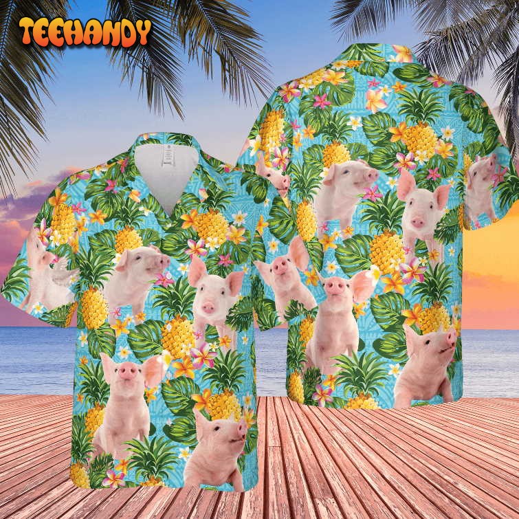 Pineapple Hawaiian Theme For Pig Lovers All 3D Printed Hawaiian Shirt