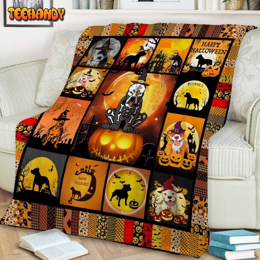 Pit Bull Halloween All Over Print 3D Quilt Blanket